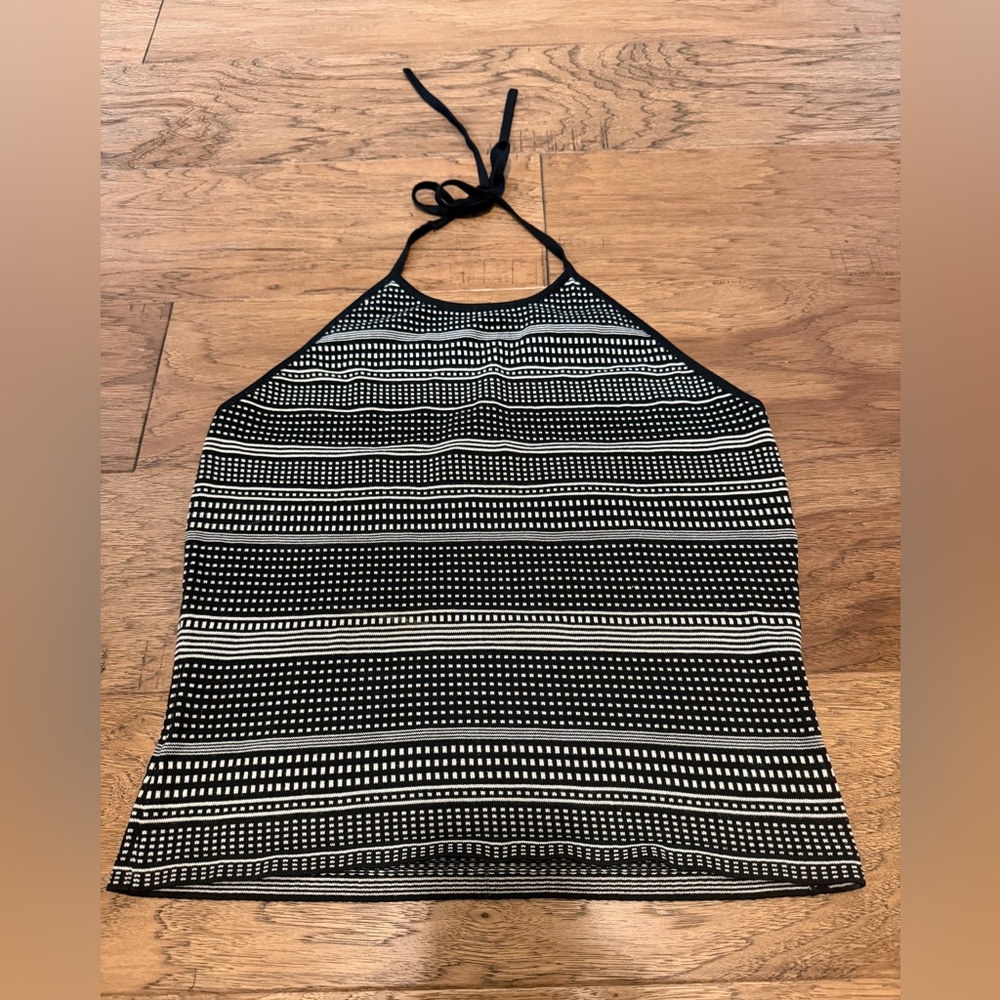 Ann Taylor Black & White Silk Halter Knit Top – Size M Vintage